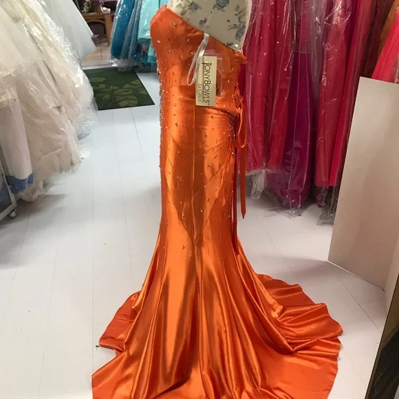 Homecoming dress Tony Bowls corset orange size 4 - Picture 6 of 8